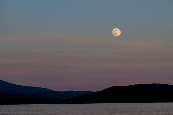 Full moon over Klamath Lake, Oregon